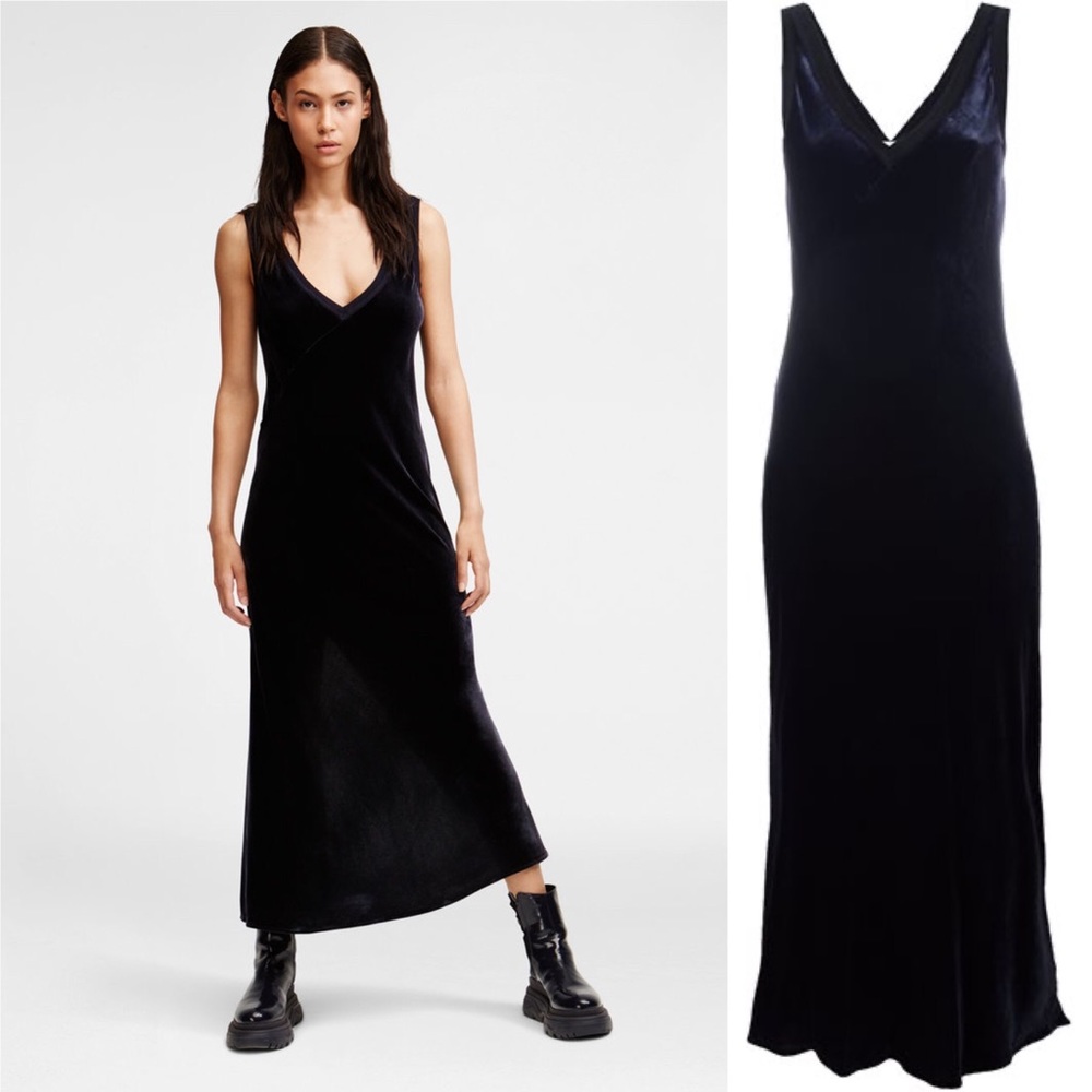 DKNY velvet midi dress